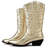 Soda “TELLER” ~ Women's Western Cowboy Boots with Stitched Detailing, Pointed Toe, and Low Block Heel