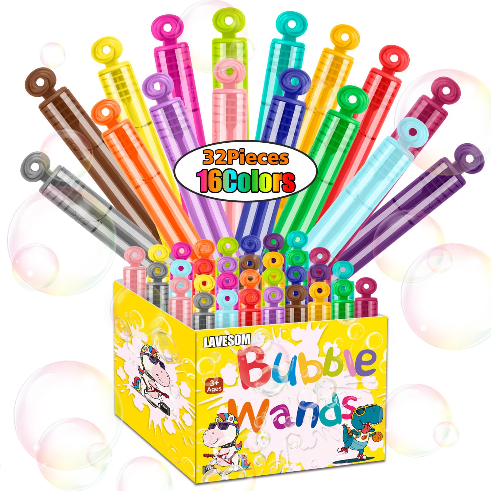 Photo 1 of 32Pcs 16Colors Neon Mini Bubble Wands,Summer Outdoor for Girls Boys,Party Favors for Kids Child, Wedding,Thanksgiving New Year,Classroom Gifts,Bath Time,Christmas Celebration,Easter Stuffer