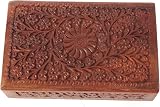 Store Indya Handcrafted Wooden Jewelry Box Floral Decorative Keepsake Chest view 4