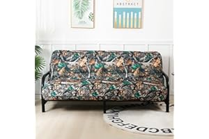 OctoRose Full Size 3 Side Zipper Linen Printing Camo Green Futon Cover Sofa DayBed Couch Mattress Slipcover (Oxford-camo, Full Size)
