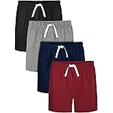 Resinta 4 Pack Toddler Boy Cotton Shorts Boys Casual Shorts Pull-on Shorts Soft Baby Boy Shorts for Summer