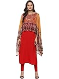 Ahalyaa Women's Cape Dupatta Style Crepe Kurti