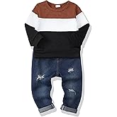 Toddler Baby Boy Clothes Infant Boys Outfits Sweatshirt Pullover Top Denim Pants Clothing Sets