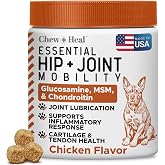 Hip and Joint Supplement For Dogs, 60 Soft Chews, Glucosamine &amp; Chondroitin | MSM, Vitamin E &amp; C -Small &amp; Large Dog Breeds - Puppy &amp; Senior Mobility Support, Cartilage &amp; Joint Lubrication &amp; Health, Pain