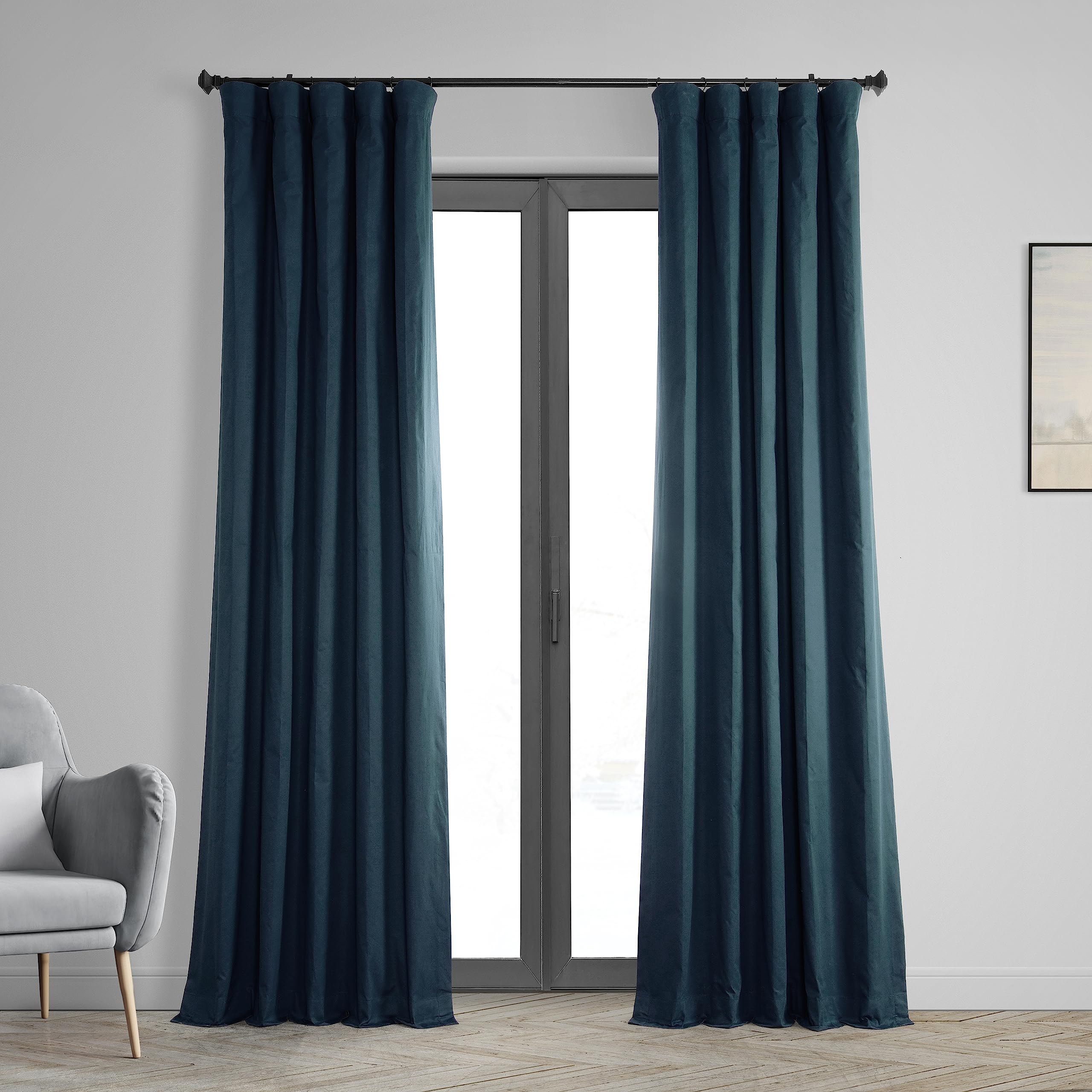 HPD Half Price Drapes Half Price Drapes PRCT-BO08B-120 Solid Cotton Blackout Curtain, Polo Navy, 50 x 120 Inches — image 1