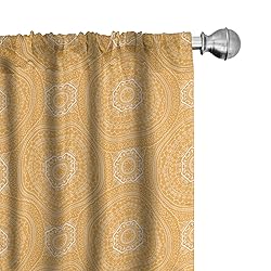 Lunarable Yellow Mandala Window Curtains, Delicate