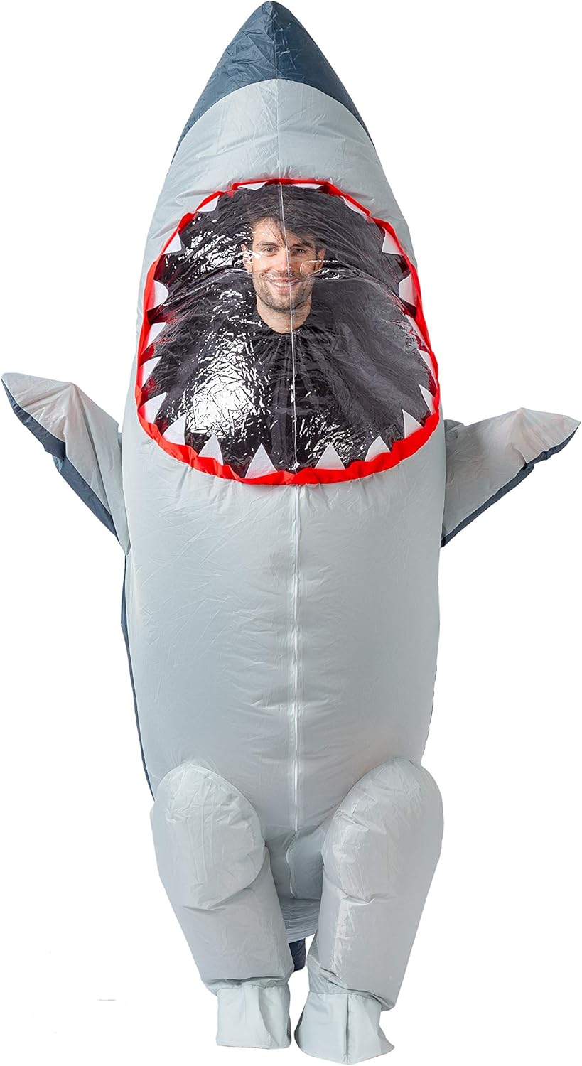Spooktacular Creations Inflatable Costume Full Body Shark Air Blow-up Deluxe Halloween Costume - Adult Size: Clothing