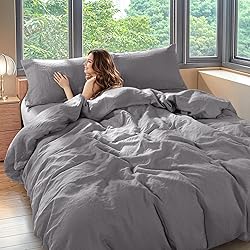 Shilucheng 100% Linen Queen Duvet Cover Set, Luxury