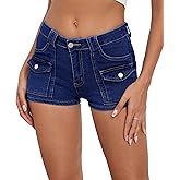Aotasely Women's Stretchy Jean Shorts Mid Waisted Twill Shorts Stretch Junior Booty Denim Shorts with Pockets Club Night