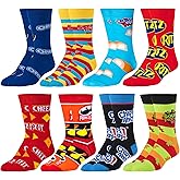 Crazy Socks–Snack Food Value Bundle – 8-Pack Novelty Crew Socks Gift Set Large Sizes for Men and Women, Soft & Comfortable