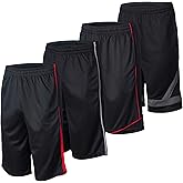 Essential Elements Men’s Athletic Shorts 4 Pack – Quick-Dry Moisture Wicking Basketball, Gym & Workout Shorts with Pockets