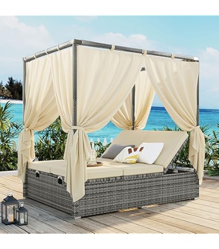 Amazon.com : BAMOOLI Outdoor Sunbed, Patio PE Rattan Outdoor