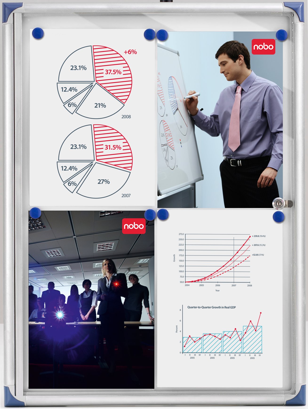 Nobo 1901798 Internal Display Case Metal Backing 51 x 37 x 2.2 cm / 2x A4