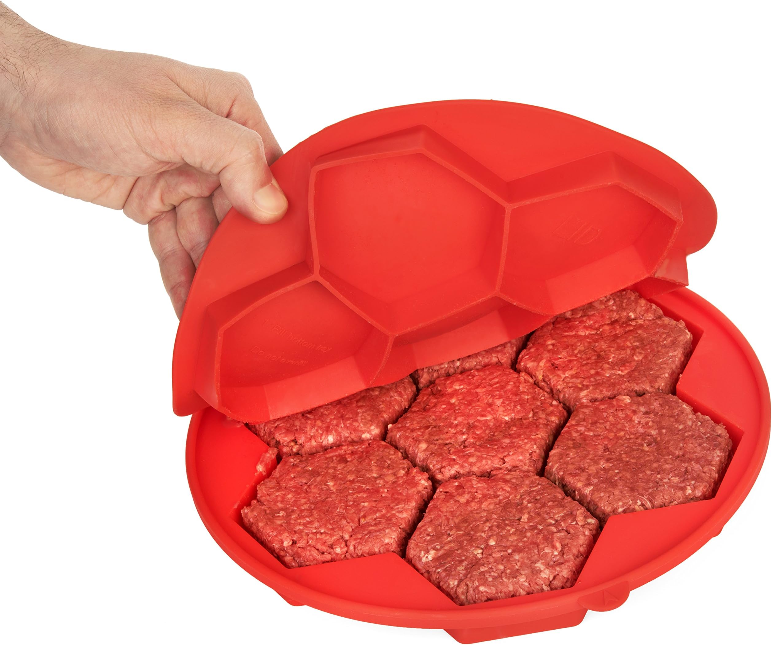 Burger Expert Silicone Burger Press (7-in-1 Design) – Stuffed Hamburger Patty Maker Makes Larger, Thicker, Juicier Meat and Kid-Friendly Sliders – Non-Stick Kitchen and Grill Accessories