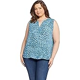 NYDJ Women’s Sleeveless Pintuck Blouse | Classic Lightweight Top