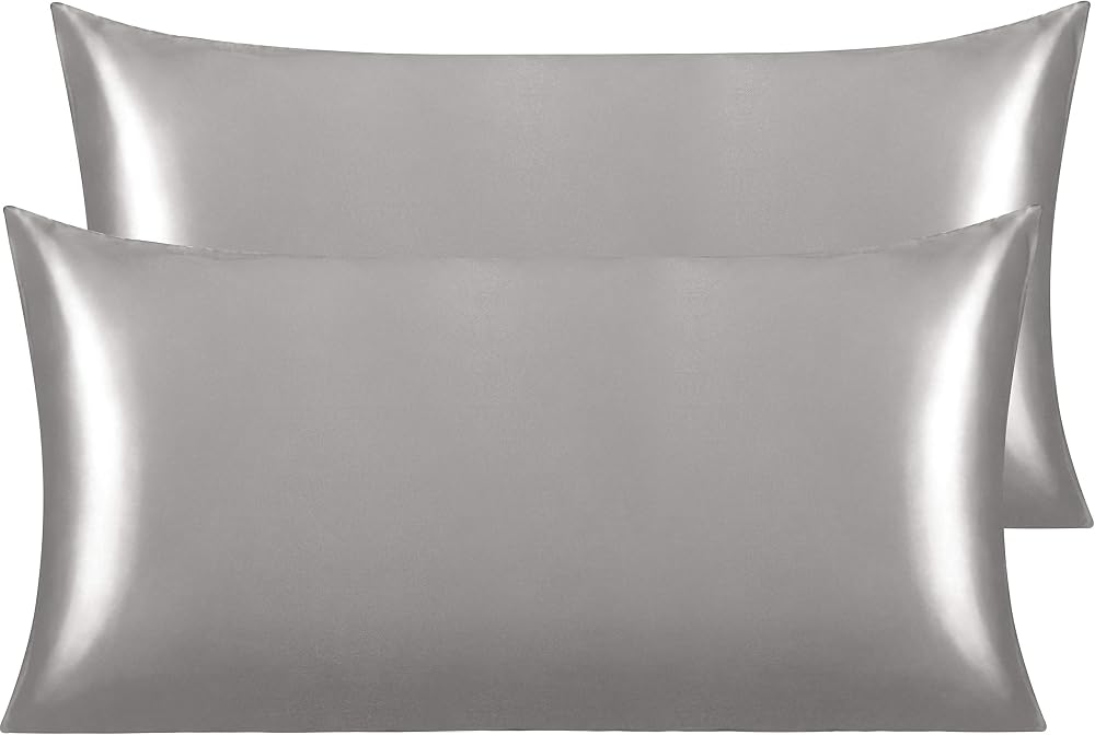 NTBAY Silk Satin Pillowcases 2 Pack 50x90 cm Dark Grey Envelope Closure