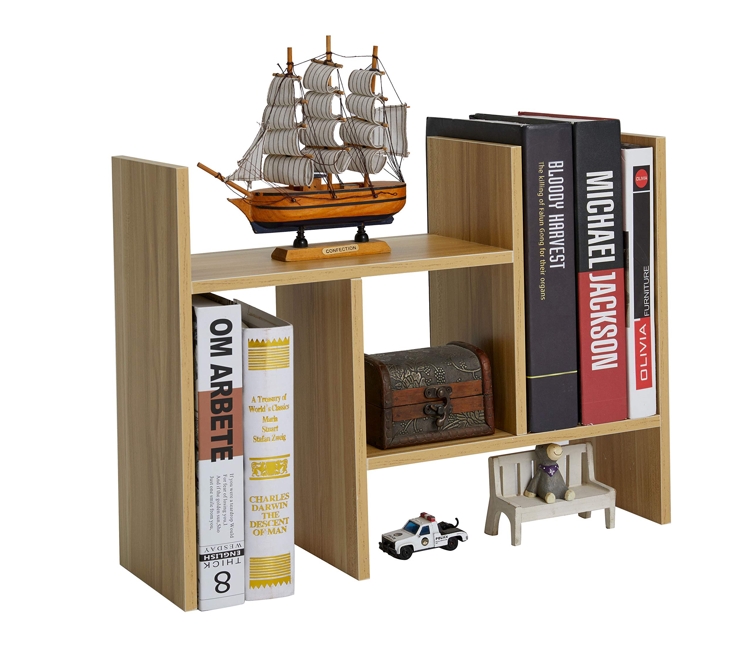 Buy Office Desktop Bookshelf Adjustable Wood Display Shelf Desktop