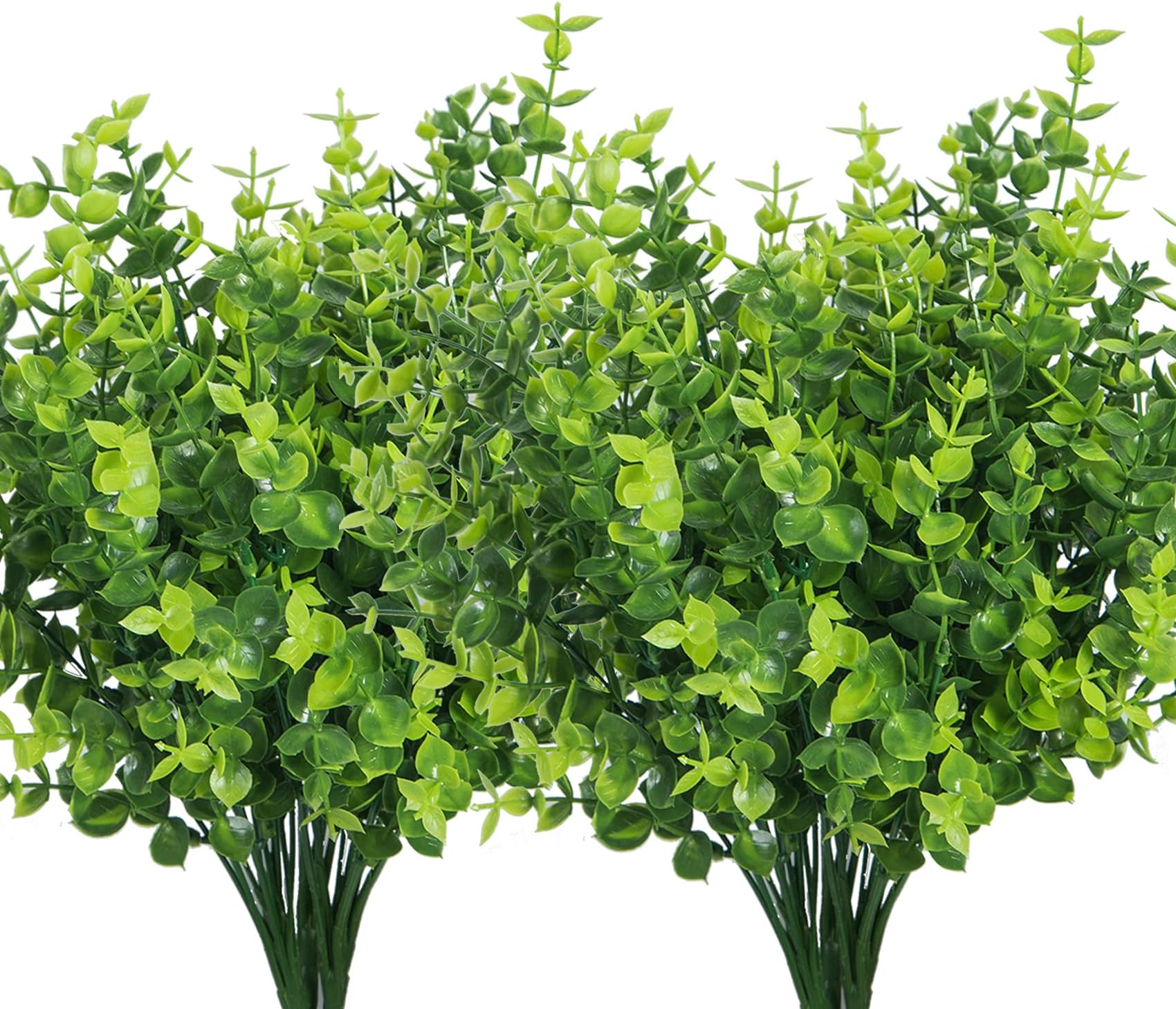 Ouddy 8 Pcs Artificial Boxwood Greenery Stems, Fake Plants Shrubs for Home Farmhouse Garden Patio Wedding Indoor and Outdoor Decoration