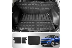 Thinzyou Cargo Mat Compatible with 2017-2025 Jeep Compass Trunk Mat Cargo Liner TPE All Weather Back Seat Cover Protector 2024 Compass Accessories (Trunk Mat+Backrest Mats)