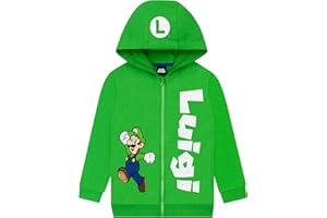 Super Mario Kids Hoodie, Green Luigi Cotton Hooie, Zip Up Boys Sweater