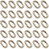 30pcs Black Oval Carabiner Metal Spring Loop Clip, Small Carabiner Metal Spring Key Ring for Bags, Keychain, Dog Tag Clips