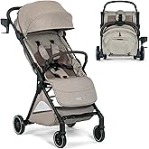 Britax Juniper+ Compact Stroller, Portable &amp; Lightweight &mdash; Teak | Travel Stroller With FastPack &amp; One-Hand RapidFold, Infant Car Seat Compatible, Built-In Carry Strap, Ventilating Fabrics