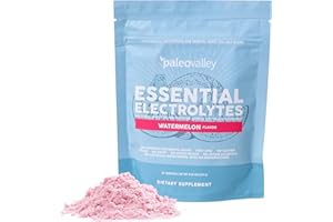 Paleovalley Essential Electrolytes Powder - Full Spectrum Watermelon Electrolyte Powder for Hydration, Energy and Muscle Recovery - No Sugar Added - 28 Servings