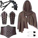 Medieval Knight PU Leather Corset Belt Shawl Men Renaissance Half Shoulder Cape Scarf Buckle Bracers Retro Accessories