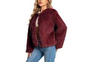 Fur Coats For Women, 2025 Plus Size Faux Fuzzy Jacket Fluffy Long Sleeve Winter Coat with Pockets.