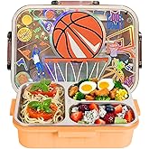 Stainless Steel Bento Lunch Box for Kids, 800ml/27oz BPA-Free Leak-Proof Food Containers with 3 Compartments, Freezer & Dishwasher Safe, Back to School Students Lunches Size for Ages 3-7