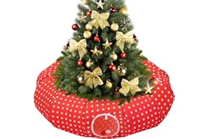 Pawaboo Cat Tunnel Bed Under Christmas Tree, 35.4'' Christmas Cat Toy Circle Tunnel with Ball, Cats Tunnels Christmass Tree Skirt Decorative Festive Foldable Kitty Tube Tunnels for Cats(Red Star)