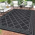 COZYLOOM Outdoor Plastic Straw Rug 9x12 ft Reversible Patio Rug Outside Plastic Carpet, Stain & UV Resistant Portable RV Mat