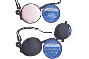 GELMAY Pure Silk Cooling Eye Patches for Puffy Eyes Ice Eye Mask Cover Medical Single Eye Patch Cold Hot Therapy Strabismus Lazy Eye Bags After Surgery Pirate One Eyepatch Adult Kid (Black Pink)