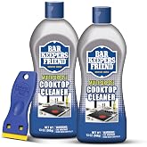 Bar Keepers Friend Cooktop Cleaner (2 x13 oz) + Scraper - Multipurpose Liquid Stovetop Cleanser, Safe for Use on Glass &amp; Ceramic Cooking Surfaces, Copper, Brass, Chrome, Stainless Steel &amp; Porcelain