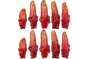 ARTIBETTER 10pcs Halloween Horror Severed Fake Fingers Props Dark Red Bloody Severed Fingers for Party