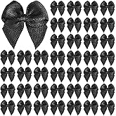 60PCS Tinkrstuff Black Mini Bows for Crafts, 1" Fabric Small Bows for Decoration,Satin Ribbon Tiny Bow for Clothes Ornament, Cute Christmas Tree Bows &Thanksgiving Gifts Party Cake Balloon Decor