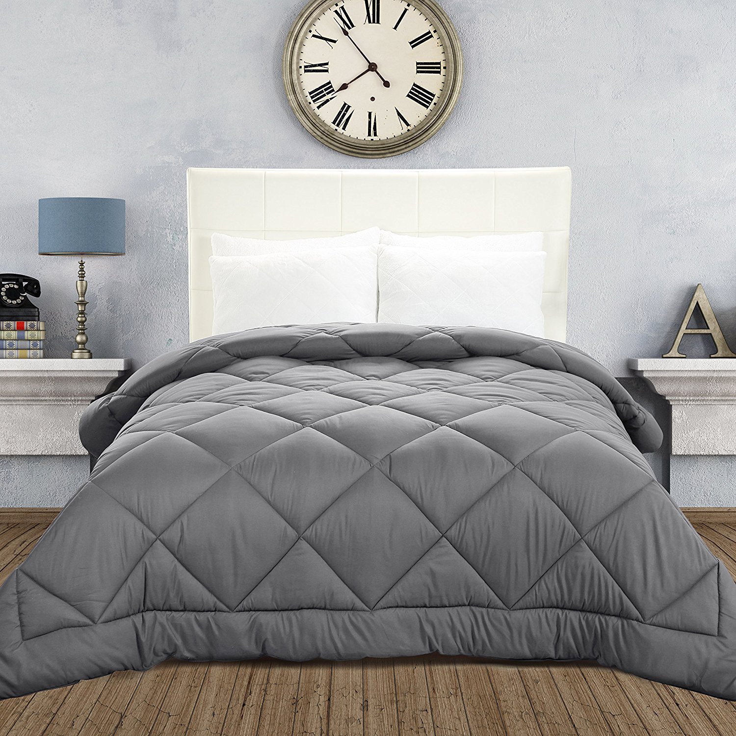 Utopia Bedding Queen Comforter Duvet Insert Grey Quilted Comforter