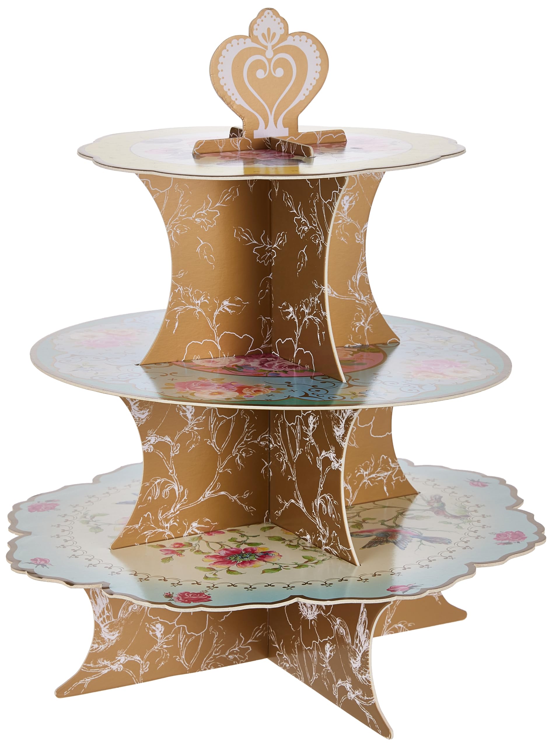 Talking Tables 3-Tier Reusable Floral Cake Stand Reversible Ideal for Afternoon Tea Party Decorations Truly Scrumptious Birthday Party Baby Shower Wedding or Anniversary Mother's Day