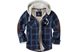 onedog Flannel Jacket for Men Full Zip Up Plaid Sherpa Lined Winter Warm Heavyweight Jacket With Pockets