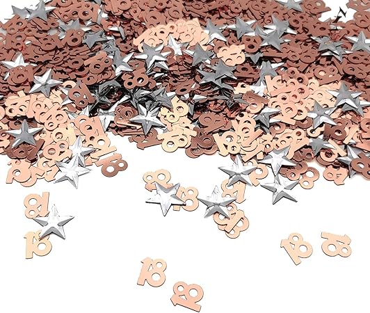 Izoel 18 Confettis Or Rose Table Decoration 30g Incl Rose Gold 18 Chiffre Confettis 1000pcs Confettis Silver Star 0pcs Pour 18 Ans Decoration Anniversaire Mariage Fete Amazon Fr Cuisine Maison