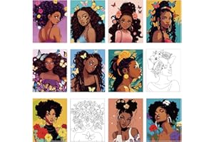 Ctosree 12 Pcs Pre Drawn Canvas for Painting Adults Sip and Paint Party Kit Pre Printed Canvas Bulk for Art Party Favors Valentine's Day Adult's Date Night(Charming Lady,8 x 10 Inch)