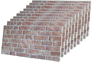 IZODEKOR 3D Wall Panels Brick Effect - Cladding, Stone Look, Styrofoam Facing for Living Room, Kitchen, Bathroom, Balcony, Bedroom, Back of Counter | Stone Bridge (10 x Panels) - Covers 53 sq ft