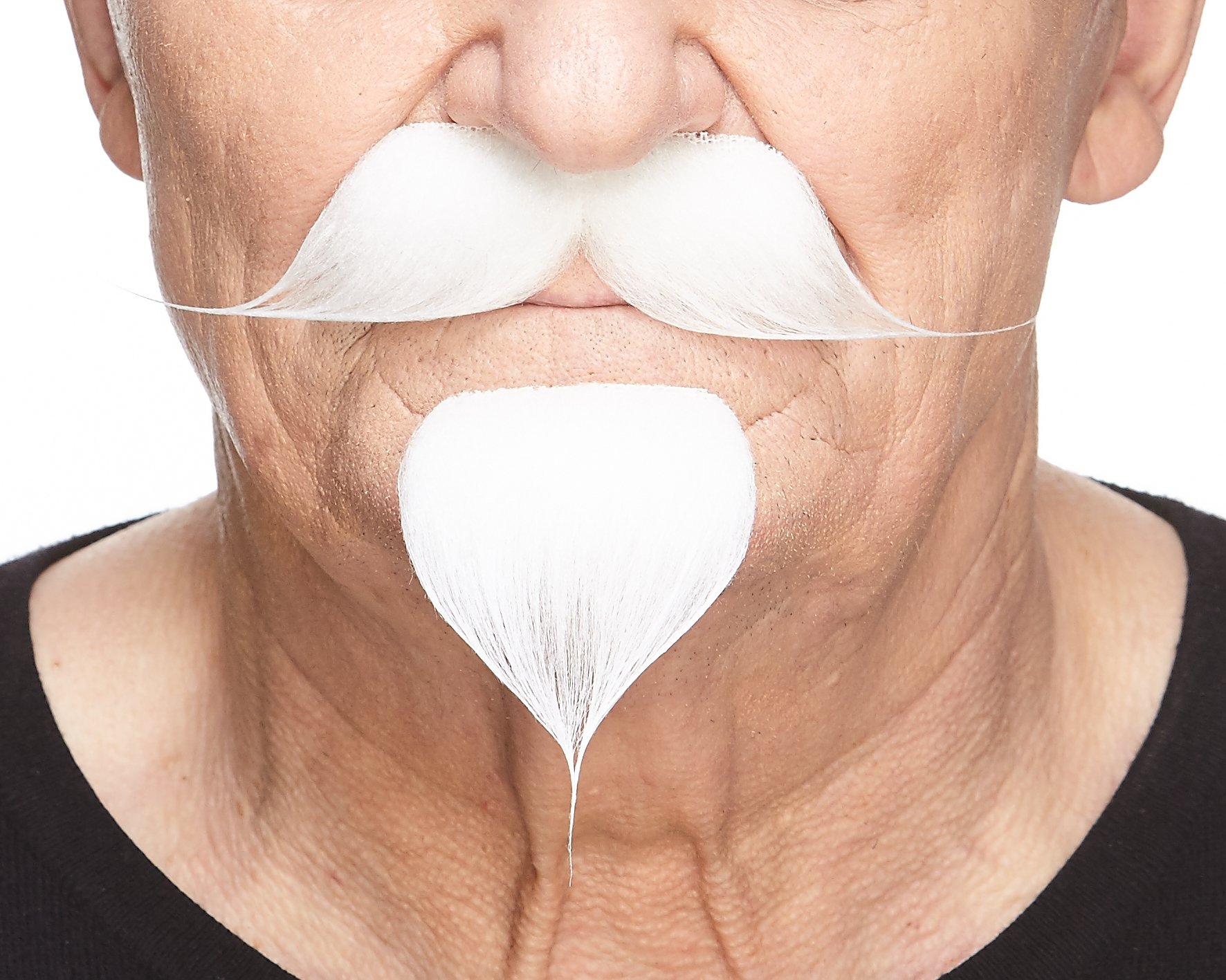 Mustaches Self Adhesive, Novelty Colonel Sanders Fake Handlebar with a Goatee, White Color