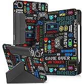 Miss Adola for iPad Air 13 Inch M3 2025 & M2 2024 Case for iPad Pro 12.9 inch 2022/2021/2020/2018 Case - Folio Protector Cover with Pencil Holder Cute Cool Cartoon for Boys Girls, Game Handle