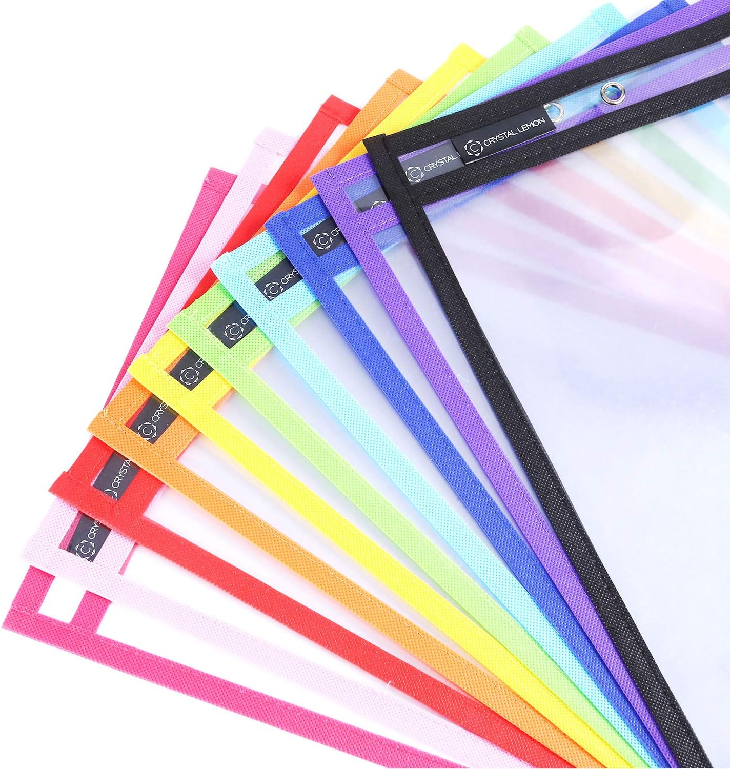 Pack of 10, Multicolored Dry Erase Pockets, 10” x 14”, School Supplies for Teachers, Reusable Dry Erase Pockets, Dry Erase Sheets, Teaching Supplies (10x14 inches, 10 Pack) : Office Products