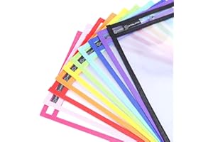 C CRYSTAL LEMON Pack of 10, Multicolored Dry Erase Pockets, 10” x 14”, School Supplies for Teachers, Reusable Dry Erase Pockets, Dry Erase Sheets, Teaching Supplies (10x14 inches, 10 Pack)