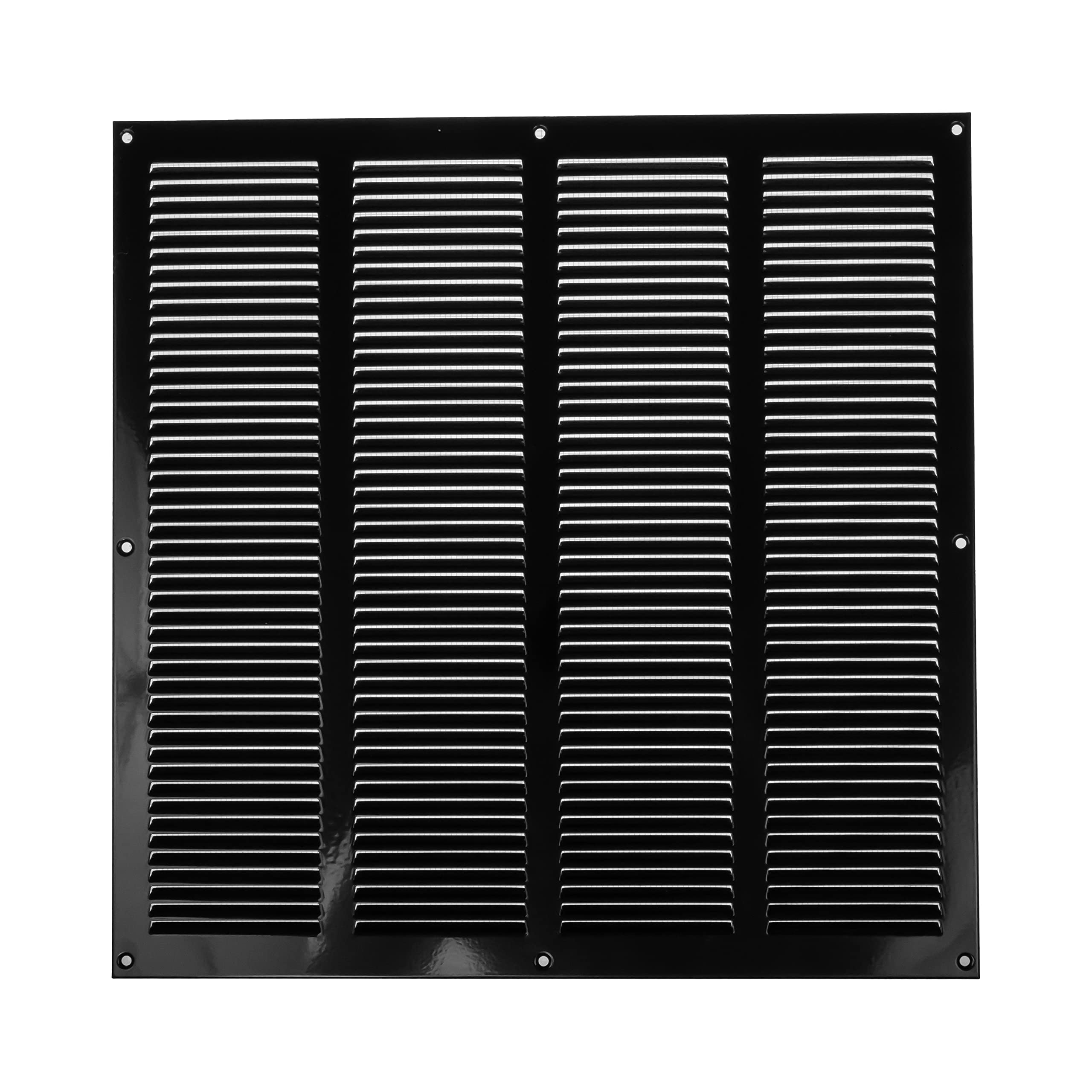 16 x 16 Inch / 400 x 400 mm Scratch Resistant Black Vent Cover - Metal Soffit Vent - Louvered Steel Air Return Grille - for Ceiling and Sidewall - Built-in Protection Screen Mesh - HVAC Ventilation