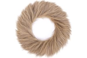 Ureymx 24'' Pampas Grass Wreath, Pampas Wreath, Boho Wreath, Artificial Pampas Wreath for All Seasons, Boho Wall Decor, Farmhouse Pampas Grass Garland (Light Brown, 1)