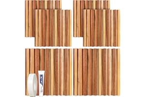 Aboofx Solid Wood Wall Panels, 6 PCS Bendable Wall Panels for Interior Wall Decor Water-Resistance, 11.8" x 11.8" Cuttable Wood Slat Wall Panel Peel and Stick Wallpaper (Splicing Wood)