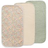 mushie Water Repellent Changing Pad Liners | Cotton (Pastel Blooms Combo) | 3 Pack, Water repellent, Machine washable, Fits in diaper bag